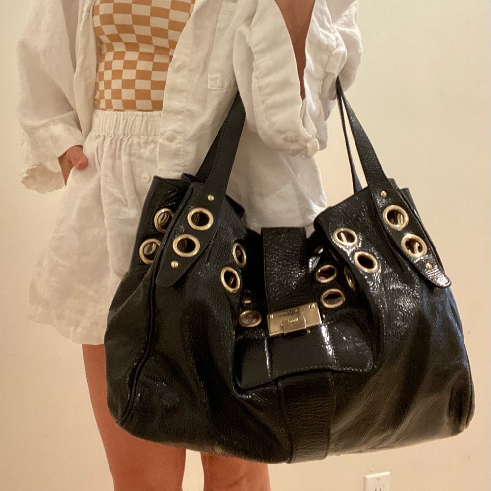 Authentic JIMMY CHOO black leather Ramona bag purse